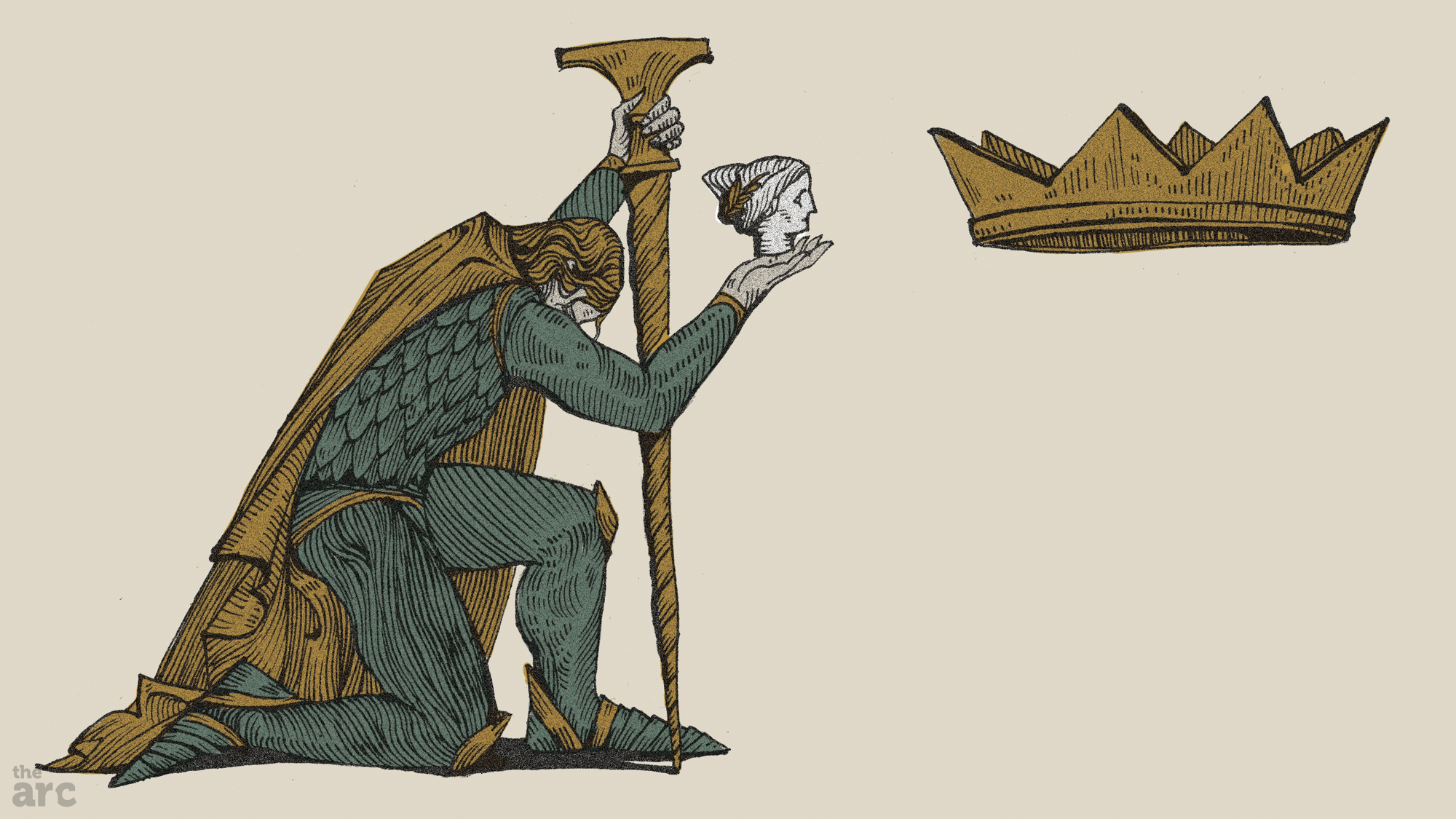 Скіпетр у лівій, стилос – у правій